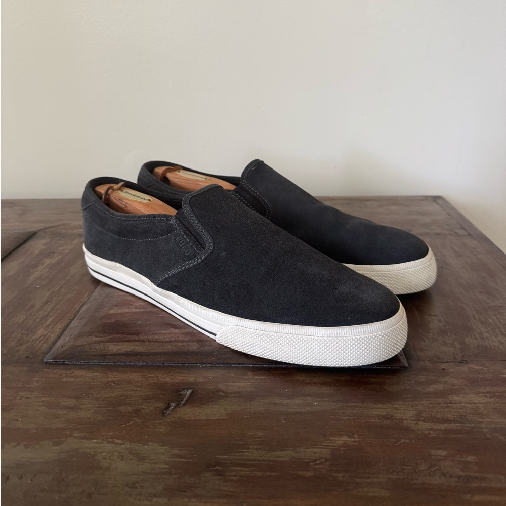 Polo Ralph Lauren Vaughn Slip II black suede slip on sneakers shoes men’s 13‎